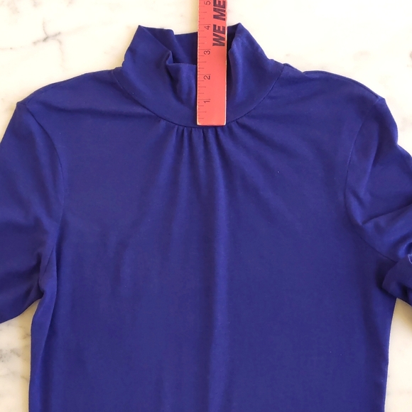 Express Cotton Modal Spandex Purple Long Sleeve Turtleneck Top. - Picture 4 of 4